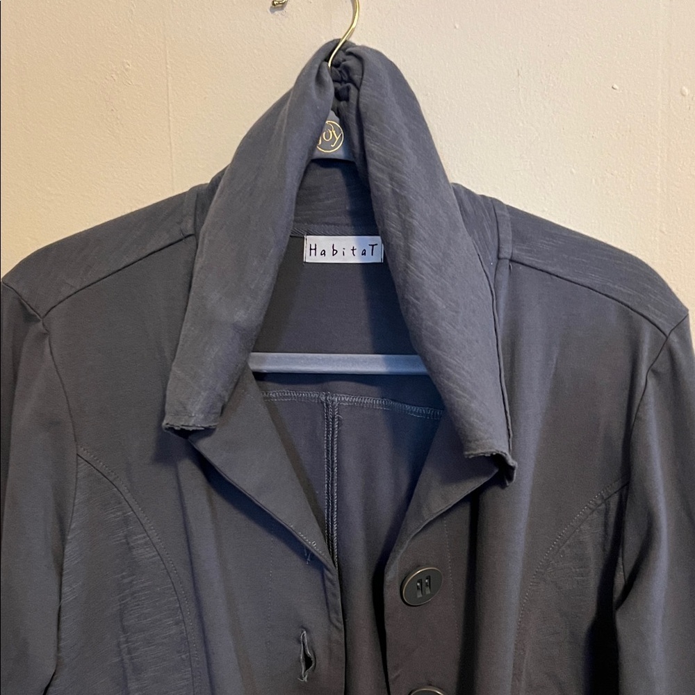 Habitat Slub knit peplum Charcoal Button-Up Jacket - Picture 3 of 5